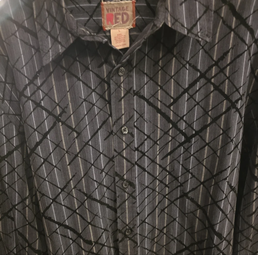 Vintage Black and Gray Checkered Dress Shirt - Picture 5 of 6